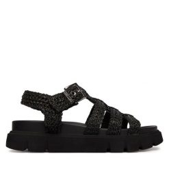 Sandały Tamaris. Czarne sandały damskie Tamaris, bez wzorów, bez obcasa, na płaskiej podeszwie, bez zapięcia. Za 329.99 zł.