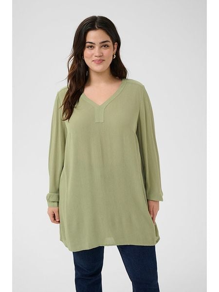 KAFFE curve Tunika w kolorze oliwkowym rozmiar: 50. Brązowe tuniki damskie KAFFE curve, bez wzorów, z wiskozy, bez kołnierzyka, bez ramiączek. Za 90.45 zł.