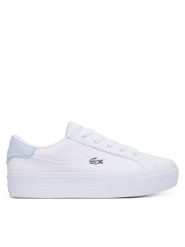 Lacoste Sneakersy 51CFA0042 1T3 Biały. Białe obuwie sportowe damskie Lacoste, z materiału, bez zapięcia. Za 400.99 zł.