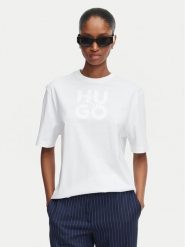 HUGO T-Shirt Dashire_5 50566678 Biały Relaxed Fit. Białe t-shirty damskie Hugo, m, bez wzorów, z bawełny, bez kołnierzyka. Za 214.99 zł.