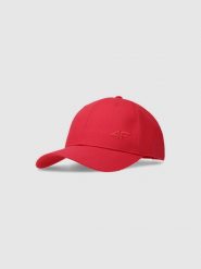4F Czapka z daszkiem strapback uniseks - czerwona L/XL. Czerwone czapki z daszkiem damskie 4F, na lato, bez wzorów, z bawełny. W wyprzedaży za 39.99 zł.
