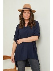 Curvy Lady Bluzka w kolorze granatowym rozmiar: 44/46. Niebieskie bluzki damskie Curvy Lady, bez wzorów, klasyczne, bez kołnierzyka, bez ramiączek. Za 115.45 zł.