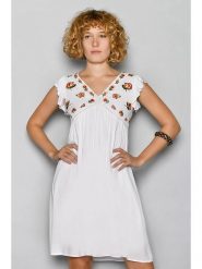 H.H.G. Sukienka w kolorze białym ze wzorem rozmiar: M. Białe sukienki damskie H.H.G., bez wzorów, z wiskozy, bez ramiączek. Za 48.39 zł.