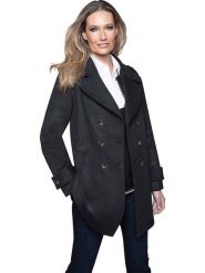 Heine Płaszcz przejściowy w kolorze czarnym rozmiar: 36. Czarne płaszcze damskie Heine, bez wzorów, z wełny, bez kaptura. Za 126.15 zł.