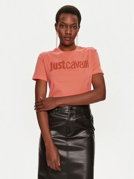Just Cavalli T-Shirt 76PAHE03 Różowy Regular Fit. Czerwone t-shirty damskie Just Cavalli, xs, bez wzorów, z bawełny, bez kołnierzyka. Za 289.99 zł.