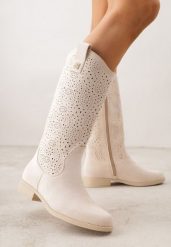 Beżowe Ażurowe Botki z Geometryczną Ozdobą Naeraste. Brązowe botki damskie Renee, z jeansu, bez obcasa, na płaskiej podeszwie, bez zapięcia. Za 139.99 zł.