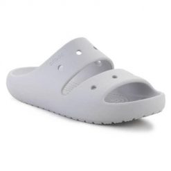 Klapki unisex Crocs Classic Sandal V2. Szare klapki damskie Crocs, bez wzorów, z materiału, bez obcasa, bez zapięcia. Za 221.00 zł.