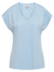 &Co Woman Koszulka "Mila" w kolorze błękitnym rozmiar: XS. Niebieskie bluzki damskie &Co Woman, xs, bez wzorów, bez kołnierzyka, bez ramiączek. Za 65.85 zł.