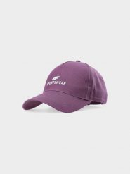 4F Czapka z daszkiem strapback uniseks - burgundowa L/XL. Czerwone czapki z daszkiem damskie 4F, na lato, bez wzorów, z bawełny. W wyprzedaży za 39.99 zł.