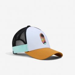 Czapka z daszkiem w stylu trucker do siatkówki plażowej BV Cap. Białe czapki z daszkiem damskie KIPSTA, na lato, bez wzorów, z materiału. Za 39.99 zł.