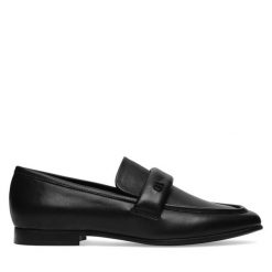 Lordsy GINO ROSSI. Czarne półbuty damskie Gino Rossi, bez wzorów, bez obcasa, bez zapięcia. Za 279.99 zł.