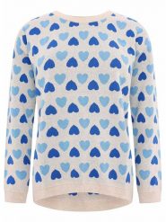 Zwillingsherz Sweter "Hearts" w kolorze beżowo-niebieskim rozmiar: L/XL. Brązowe swetry klasyczne damskie Zwillingsherz, l, z bawełny, bez kołnierzyka. Za 171.45 zł.