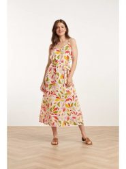 Smashed Lemon Sukienka w kolorze białym ze wzorem rozmiar: XL. Białe sukienki damskie Smashed Lemon, bez wzorów, z tkaniny, bez ramiączek. Za 147.95 zł.