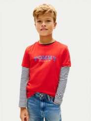 Tommy Hilfiger T-Shirt KB0KB10263 Czerwony Regular Fit. Czerwone t-shirty i koszulki chłopięce Tommy Hilfiger, bez wzorów, z bawełny, bez kołnierzyka, bez ramiączek. Za 109.99 zł.