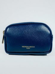 Victor & Hugo Paris Skórzany portfel "Gema" w kolorze niebieskim - 15 x 10 x 5 cm rozmiar: onesize. Niebieskie portfele damskie Victor & Hugo Paris, bez wzorów, z materiału. Za 178.37 zł.