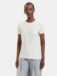 Guess T-Shirt V6GI12 K3325 Kremowy Regular Fit. Białe t-shirty damskie Guess, xxs, z aplikacjami, z bawełny, bez kołnierzyka. Za 194.99 zł.
