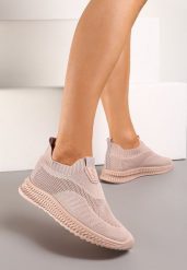 Różowe Buty Sportowe ze Skarpetkową Cholewką Pinke. Czerwone obuwie sportowe casual damskie Renee, z dresówki. Za 54.99 zł.