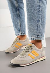 Beżowe Sneakersy Klasyczne Tenisówki ze Skórzaną Wkładką i Zamszem Naturalnym Tilritia. Brązowe obuwie sportowe damskie Born2be, z jeansu, bez zapięcia, tenisowe. Za 179.99 zł.