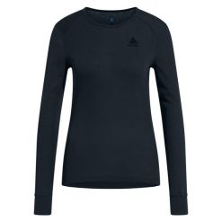 Koszulka termoaktywna z długim rękawem damska ODLO Active Warm. Niebieskie koszulki damskie ODLO, s, bez wzorów, bez kołnierzyka, bez ramiączek. Za 177.99 zł.