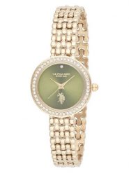 U.S. Polo Assn. Zegarek kwarcowy w kolorze złoto-oliwkowym rozmiar: onesize. Brązowe, analogowe zegarki damskie U.S. Polo Assn., metalowe. Za 294.28 zł.