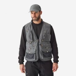 Kamizelka wędkarska Caperlan FV 500. Szare kamizelki damskie CAPERLAN, l, bez wzorów, z materiału, bez kaptura. Za 149.99 zł.