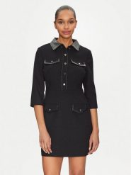 Morgan Sukienka dzianinowa 251-RUBIBI Czarny Slim Fit. Czarne sukienki damskie Morgan, bez wzorów, z dzianiny, bez ramiączek. Za 239.99 zł.