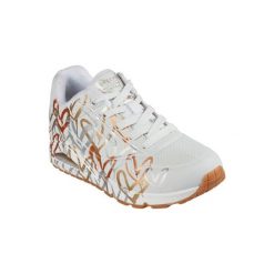 Buty do chodzenia sneakersy damskie Skechers Uno-Metallic Love. Białe obuwie sportowe damskie Skechers, bez zapięcia, trekkingowe, Skechers Sport. Za 458.00 zł.