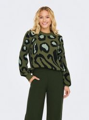 JDY Sweter "Lorraine" w kolorze ciemnozielono-czarnym rozmiar: XL. Zielone swetry klasyczne damskie JDY, xl, bez kołnierzyka. Za 92.21 zł.
