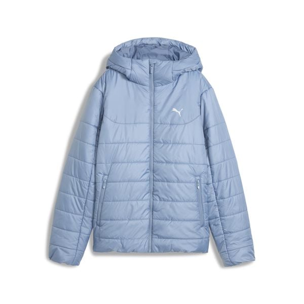Damska kurtka wyścielana Essentials z kapturem PUMA. Niebieskie kurtki damskie Puma, bez wzorów, z kapturem. Za 399.00 zł.
