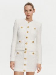 Balmain Kardigan DF1SK249KH10 Biały Regular Fit. Białe kardigany damskie Balmain, bez wzorów, z syntetyku. Za 9,699.00 zł.
