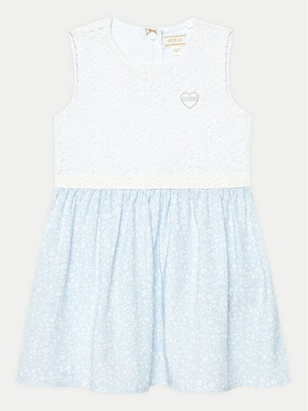 Guess Sukienka codzienna K5GK29 WH7F0 Biały Regular Fit. Białe sukienki dziewczęce Guess, z aplikacjami, z syntetyku, bez ramiączek, proste. Za 169.99 zł.