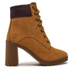 Trzewiki Timberland. Żółte botki damskie Timberland, bez obcasa, na słupku, bez zapięcia. Za 659.99 zł.