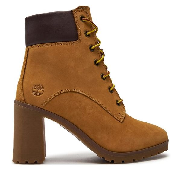 Trzewiki Timberland. Żółte botki damskie Timberland, bez obcasa, na słupku, bez zapięcia. Za 659.99 zł.