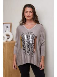 Curvy Lady Sweter w kolorze jasnobrązowym rozmiar: 44/46. Brązowe swetry klasyczne damskie Curvy Lady, z bawełny, bez kołnierzyka. Za 123.82 zł.