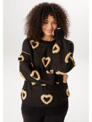 Aniston Sweter w kolorze czarno-jasnobrązowym rozmiar: 52. Czarne swetry klasyczne damskie Aniston, bez kołnierzyka. Za 173.99 zł.