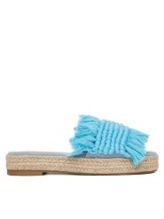 DeeZee Klapki S855-1 Niebieski. Niebieskie klapki damskie DeeZee, bez wzorów, z materiału, bez obcasa, bez zapięcia. Za 90.99 zł.