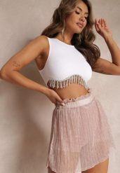 Różowa Spódnica Mini z Siateczki i Metaliczną Nitką Siuze. Czerwone spódnice damskie Renee, bez wzorów, z tkaniny, mini. Za 54.99 zł.