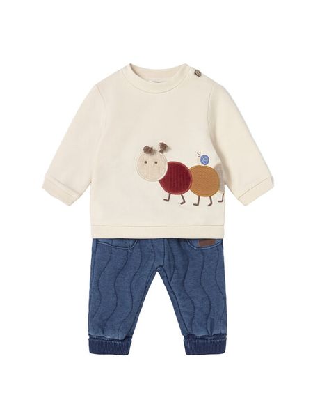 Mayoral Komplet bluza i spodnie materiałowe 2584 Écru Regular Fit. Spodnie niemowlęce Mayoral, bez wzorów, z bawełny. Za 189.99 zł.