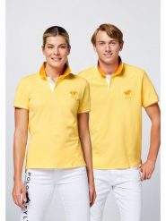 Polo Sylt Koszulka polo w kolorze żółtym rozmiar: L. Żółte bluzki damskie Polo Sylt, l, bez wzorów, bez kołnierzyka, bez ramiączek. Za 105.38 zł.