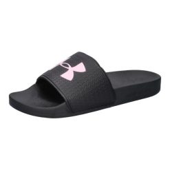 Under Armour Klapki Damskie ARMR Slide 6007532. Czarne klapki damskie Under Armour, bez wzorów, z materiału, bez obcasa, bez zapięcia. Za 137.75 zł.
