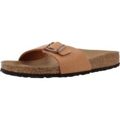 Klapki damskie Birkenstock Madrid. Brązowe klapki damskie Birkenstock, bez wzorów, z materiału, bez obcasa, bez zapięcia. Za 383.00 zł.