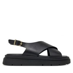 Sandały Tamaris. Czarne sandały damskie Tamaris, bez wzorów, bez obcasa, na koturnie, bez zapięcia. Za 239.99 zł.