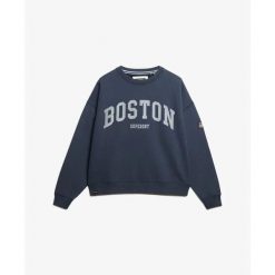 Damska bluza oversize Superdry Athletic Essentials. Niebieskie bluzy damskie Superdry, m, bez wzorów, bez kaptura. Za 278.45 zł.