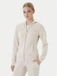 EA7 Emporio Armani Bluza 7W001044 AF12482 U1088 Beżowy Regular Fit. Brązowe bluzy damskie EA7 Emporio Armani, xs, bez wzorów, z syntetyku, bez kaptura. Za 529.99 zł.