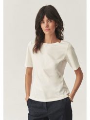 TATUUM Koszulka w kolorze kremowym rozmiar: XS. Brązowe bluzki damskie TATUUM, xs, bez wzorów, bez kołnierzyka, bez ramiączek. Za 74.11 zł.