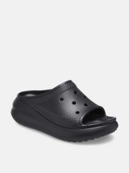 Crocs Klapki "Crush" w kolorze czarnym rozmiar: 42/43. Czarne klapki damskie Crocs, bez wzorów, z otwartym noskiem, bez obcasa, na platformie, bez zapięcia. Za 158.10 zł.