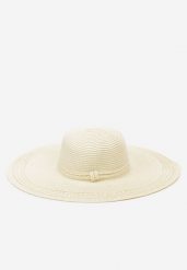 Jasnobeżowy Kapelusz Plażowy z Plecionki w stylu Boho Amicuralia. Brązowe kapelusze damskie Renee, bez wzorów, z materiału, boho. Za 39.99 zł.