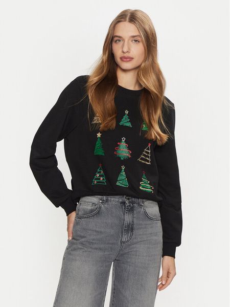 ONLY Bluza Yda Xmas 15270956 Czarny Regular Fit. Czarne bluzy damskie Only, s, bez wzorów, z bawełny, bez kaptura. Za 89.99 zł.