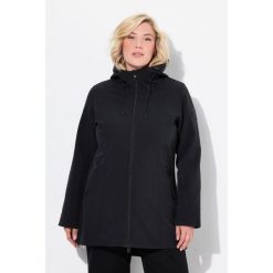 Damskie Długa kurtka softshell HYPRAR hydrofobowa trapezowy krój. Czarne kurtki damskie Ulla Popken, plus size, bez wzorów, z elastanu, bez kaptura. Za 480.99 zł.