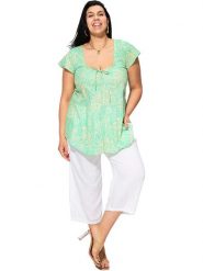 Aller Simplement Bluzka w kolorze jasnozielono-kremowym rozmiar: 42/44. Zielone bluzki damskie Aller Simplement, bez wzorów, z bawełny, bez kołnierzyka, bez ramiączek. Za 56.99 zł.